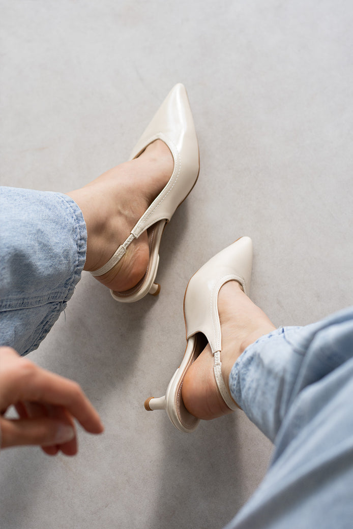 Vaghessa Alvara Bej Slingback Arka Açık Lastikli