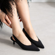 Vaghessa Zenya Siyah Arka Açık Kalın Lastikli Slingback