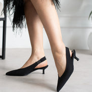 Vaghessa Zenya Siyah Arka Açık Kalın Lastikli Slingback