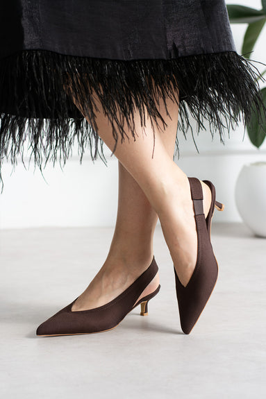 Vaghessa Zenya Bordo Arka Açık Kalın Lastikli Slingback