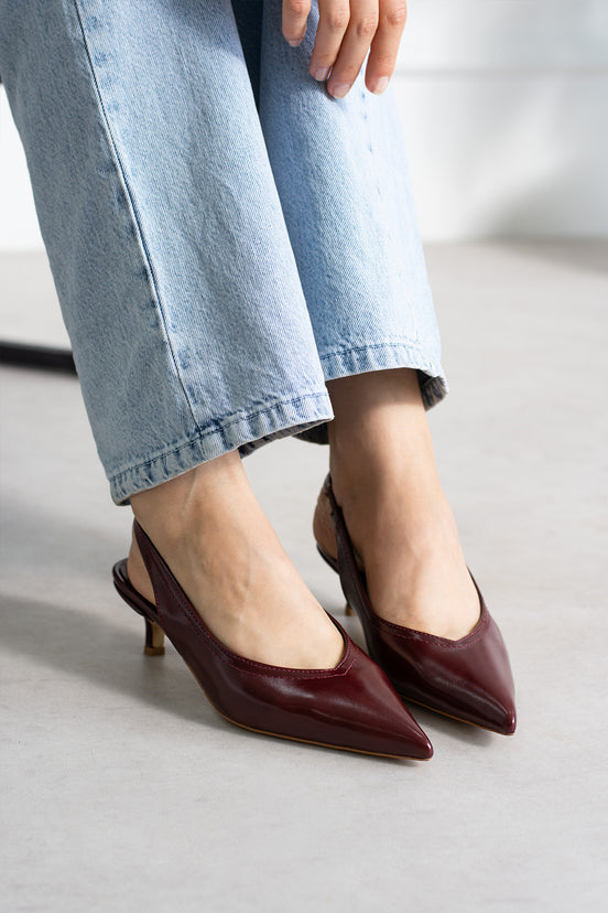 Vaghessa Alvara Bordo Slingback Arka Açık Lastikli