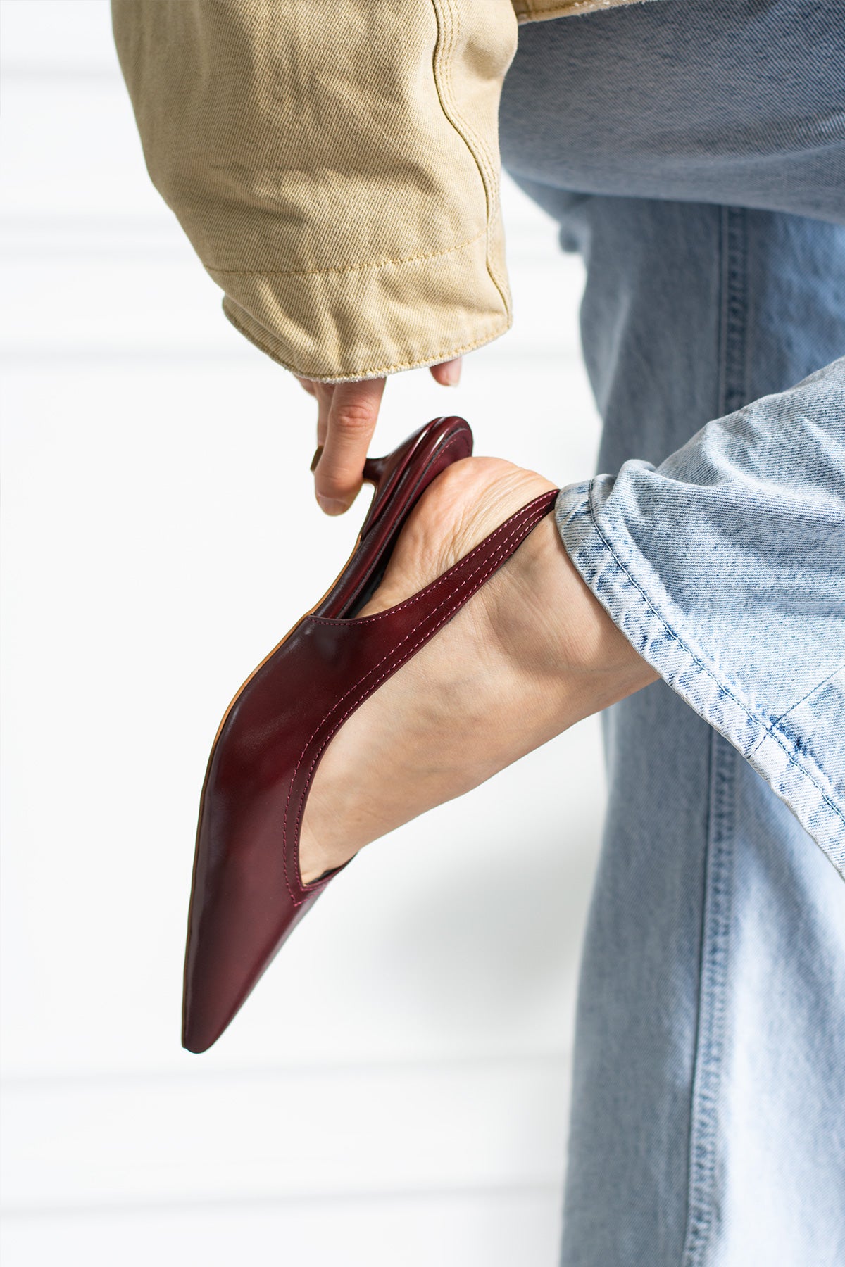 Vaghessa Alvara Bordo Slingback Arka Açık Lastikli