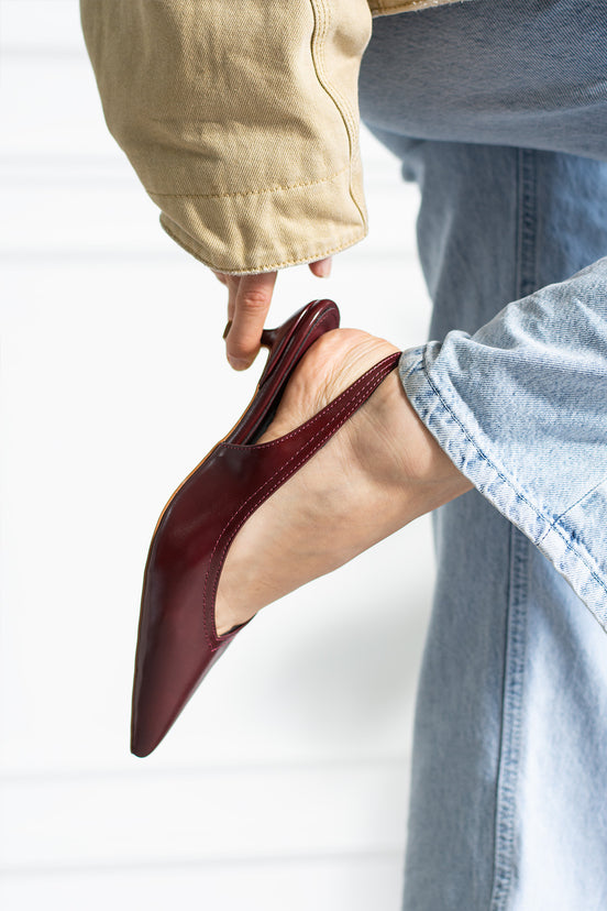 Vaghessa Alvara Bordo Slingback Arka Açık Lastikli