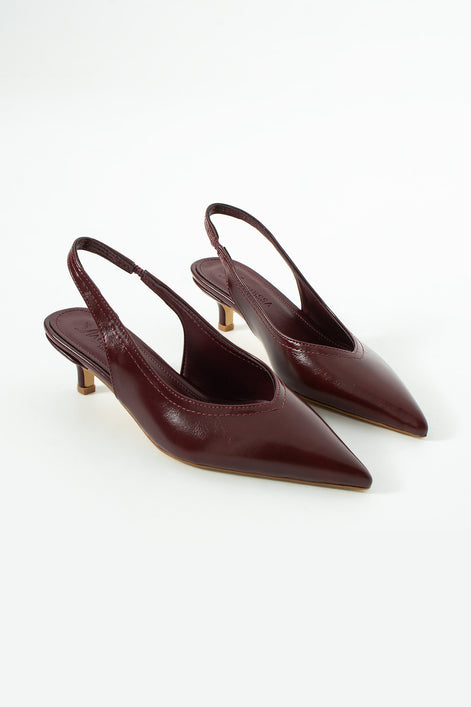 Vaghessa Alvara Bordo Slingback Arka Açık Lastikli