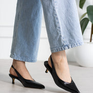 Vaghessa Alvara Siyah Slingback Arka Açık Lastikli