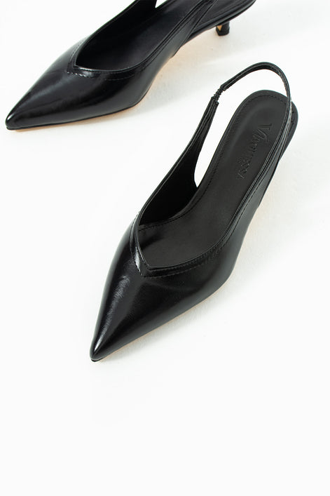 Vaghessa Alvara Siyah Slingback Arka Açık Lastikli
