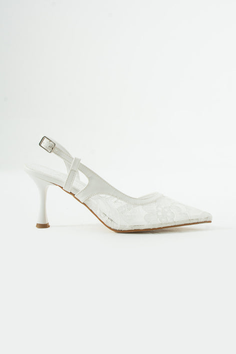 Vaghessa Nerina Beyaz Dantelli Slingback