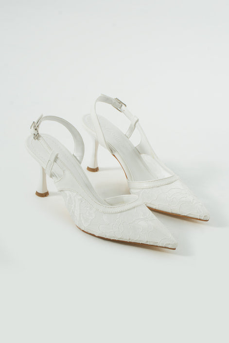Vaghessa Nerina Beyaz Dantelli Slingback