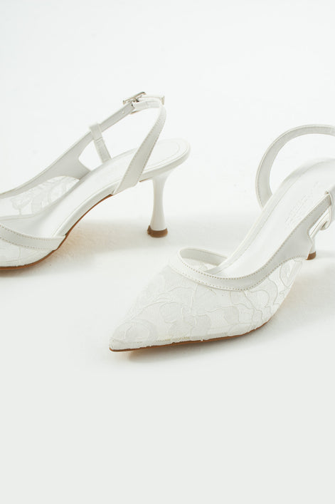 Vaghessa Nerina Beyaz Dantelli Slingback