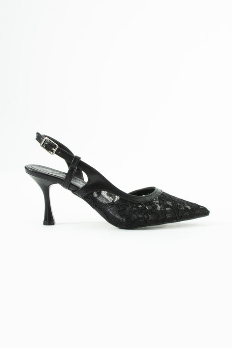 Vaghessa Nerina Siyah Dantelli Slingback