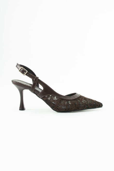 Vaghessa Nerina Kahverengi Dantelli Slingback