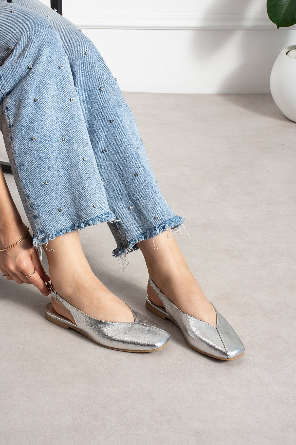 Vaghessa Lumira Gümüş (SİLVER) Slingback Babet