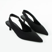 Vaghessa Zenya Siyah Arka Açık Kalın Lastikli Slingback