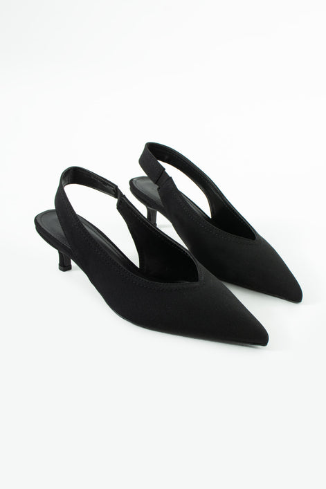 Vaghessa Zenya Siyah Arka Açık Kalın Lastikli Slingback