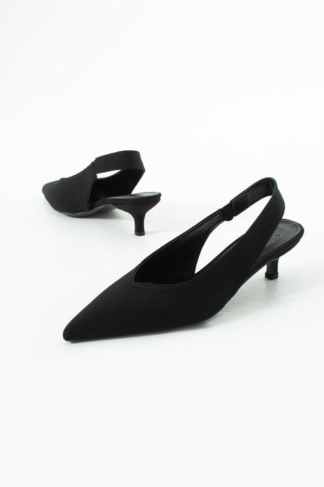 Vaghessa Zenya Siyah Arka Açık Kalın Lastikli Slingback
