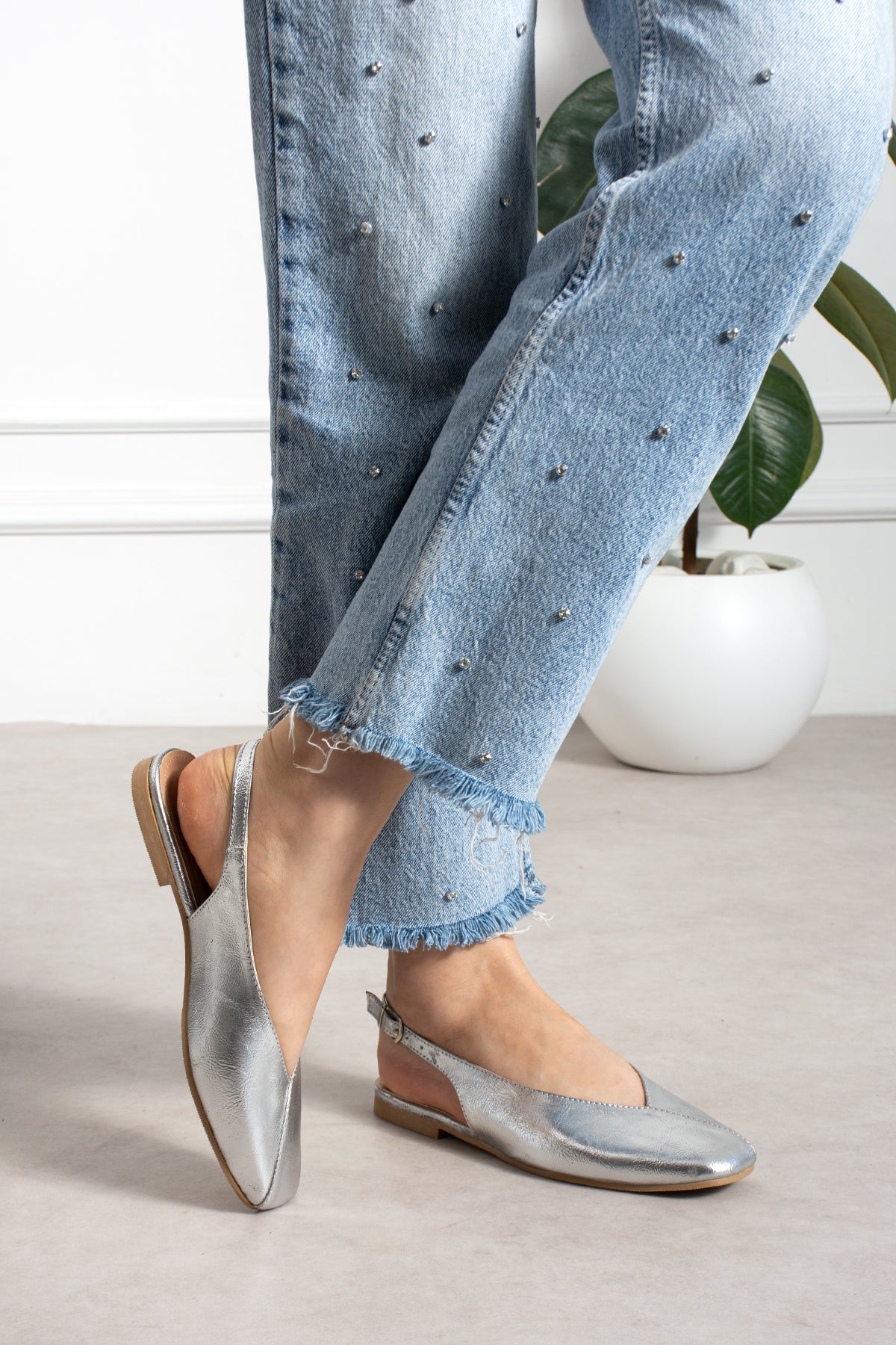 Vaghessa Lumira Gümüş (SİLVER) Slingback Babet