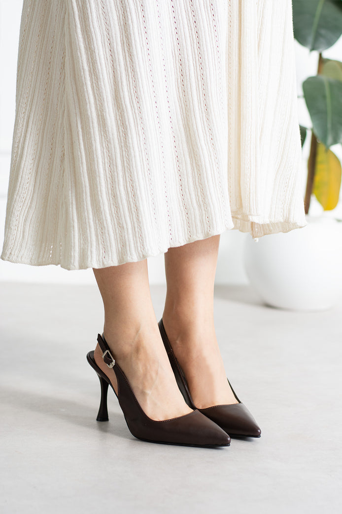 Vaghessa Elysia Kahverengi Arka Açık Slingback