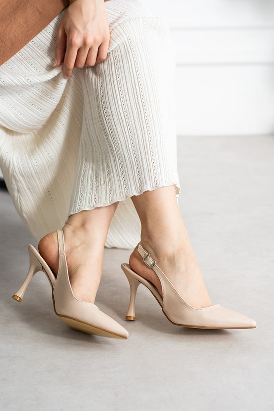 Vaghessa Elysia Bej Arka Açık Slingback