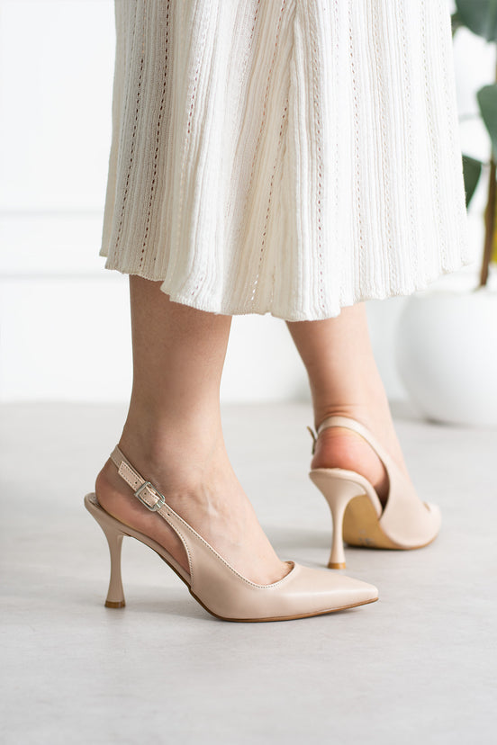 Vaghessa Elysia Bej Arka Açık Slingback