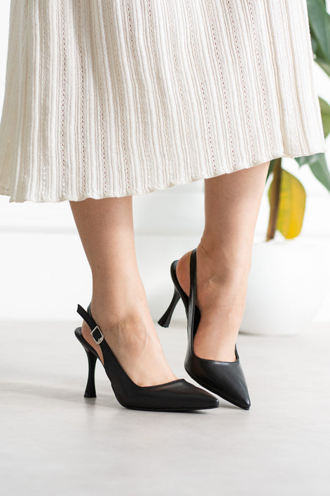 Vaghessa Elysia Siyah Arka Açık Slingback