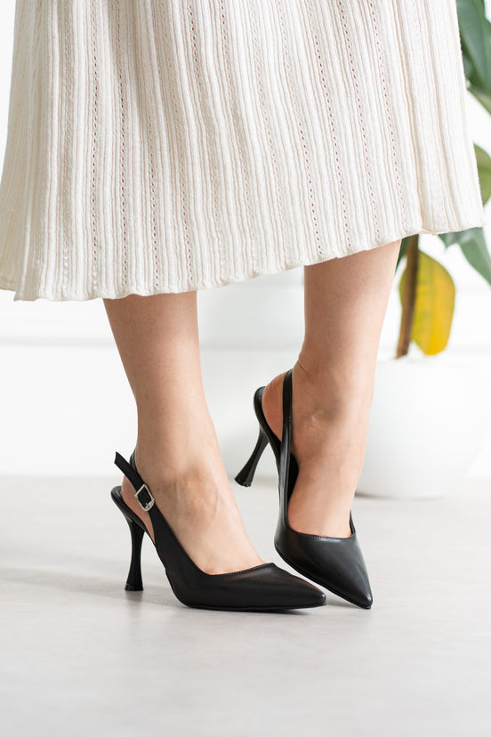 Vaghessa Elysia Siyah Arka Açık Slingback