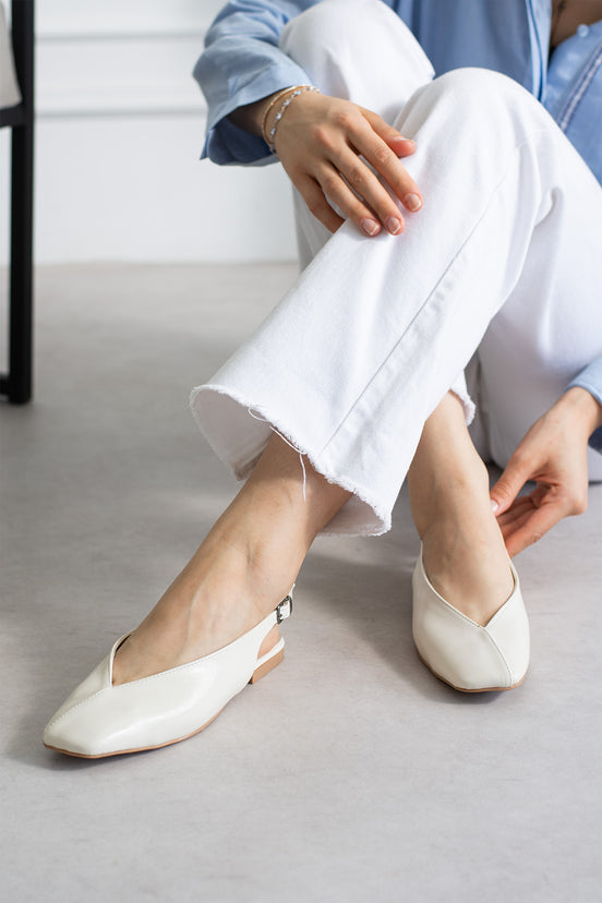 Vaghessa Lumira Bej Slingback Babet