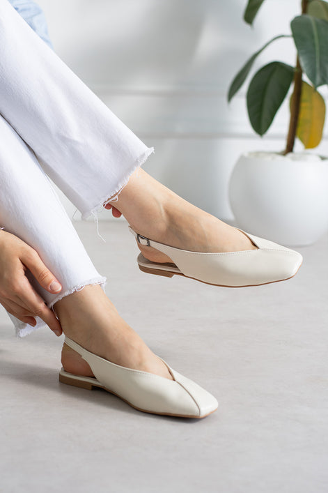 Vaghessa Lumira Bej Slingback Babet