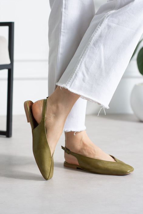 Vaghessa Lumira Haki (Yeşil) Slingback Babet