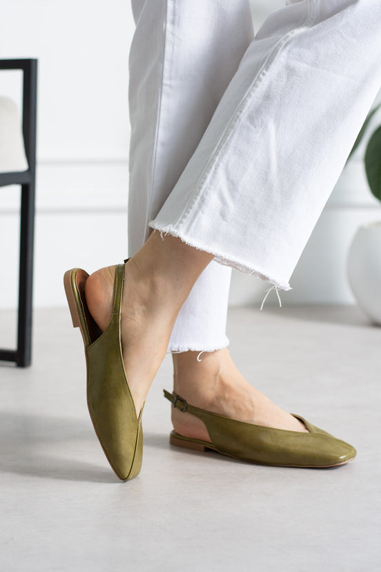Vaghessa Lumira Haki (Yeşil) Slingback Babet