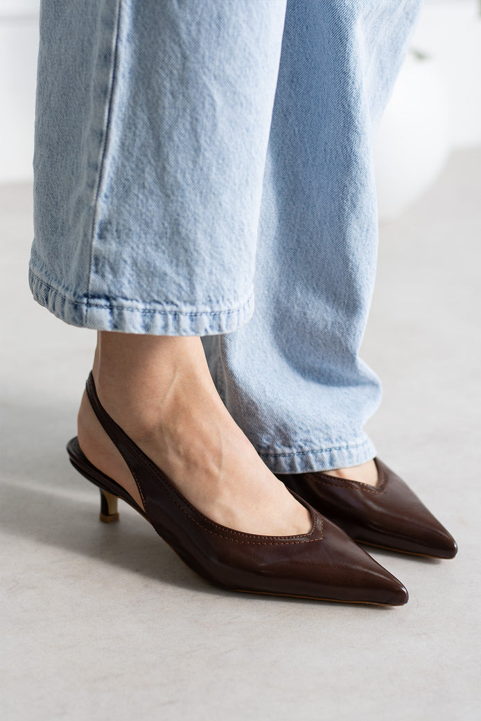 Vaghessa Alvara Kahverengi Slingback Arka Açık Lastikli